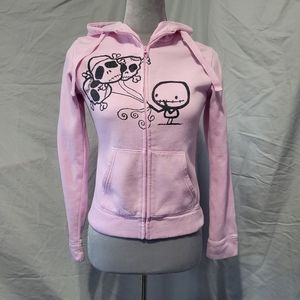 Rocky the Zombie Pink Zip Front Hoodie Skulls Cute
